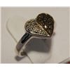 Image 1 : RING - STERLING SILVER DIAMOND HEART RING - SET WITH 11 CHAMPAGNE DIAMONDS - UNIQUE 50/50 COLORING -