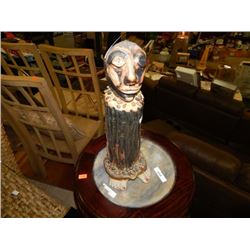 STATUE - '"5 BRIDGES" GLAZED POTTERY STATUE - 13" TALL X 4" DIAM.