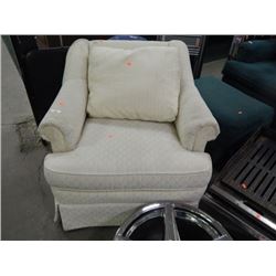WHITE UPHOLSTERED ARM CHAIR