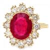 Image 2 : 14k Yellow Gold 4.00ct Ruby 1.15ct Diamond Ring
