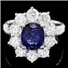 Image 1 : 18k Gold 2.00ct Sapphire 2.00ct Diamond Ring