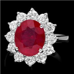 14k White Gold 4.50ct Ruby 1.75ct Diamond Ring