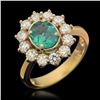 Image 1 : 14K Gold 1.04ct Emerald 1.25ct Diamond Ring