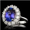 Image 2 : 14k Gold 4.00 Ct Tanzanite 1.00ct Diamond Ring