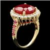 Image 2 : 14k Yellow Gold 10.3ct Ruby 0.80ct Diamond Ring