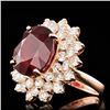 Image 2 : 14k Rose Gold 13.00ct Ruby 3.20ct Diamond Ring