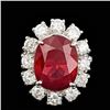 Image 1 : 14k White Gold 11.00ct Ruby 2.15ct Diamond Ring