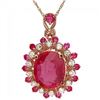Image 2 : 14k Rose Gold 4.6ct Ruby 0.40ct Diamond Pendant