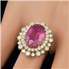 Image 4 : 14k Yellow Gold 7.00ct Ruby 1.50ct Diamond Ring