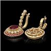 Image 2 : 14K Gold 6.70ct Ruby 1.20ct Diamond Earrings