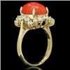 Image 2 : 14K Gold 5.50ct Coral 1.06ct Diamond Ring