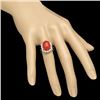 Image 3 : 14K Gold 5.50ct Coral 1.06ct Diamond Ring