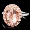 Image 1 : 14k Gold 4ct Morganite .40ct Diamond Ring