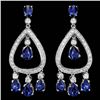 Image 1 : 14k Gold 8ct Sapphire 1.10ct Diamond Earrings