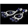 Image 3 : 14k Gold 8ct Sapphire 1.10ct Diamond Earrings