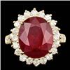 Image 1 : 14k Yellow Gold 10.00ct Ruby 1.30ct Diamond Ring