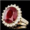 Image 2 : 14k Yellow Gold 10.00ct Ruby 1.30ct Diamond Ring