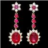 Image 1 : 14k Yellow Gold 7ct Ruby 1.80ct Diamond Earrings
