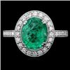 Image 1 : 14k White Gold 2.00ct Emerald 0.50ct Diamond Ring