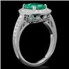Image 2 : 14k White Gold 2.00ct Emerald 0.50ct Diamond Ring