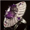 Image 2 : 14K Gold 27.00ct Amethyst, 0.08ct Ruby 1.70ct Diamond Ring