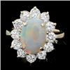 Image 1 : 14k Yellow Gold 3.00ct Opal 2.00ct Diamond Ring