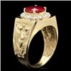 Image 2 : 14k Gold 3.00ct Ruby 0.50ct Diamond Mens Ring