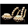Image 2 : 14k Gold 2.50ct Opal 1.85ct Diamond Earrings