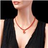 Image 4 : 14k Gold 39ct Coral 0.80ct Diamond Necklace