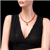 Image 5 : 14k Gold 39ct Coral 0.80ct Diamond Necklace