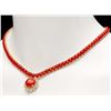 Image 6 : 14k Gold 39ct Coral 0.80ct Diamond Necklace