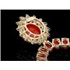 Image 7 : 14k Gold 39ct Coral 0.80ct Diamond Necklace
