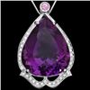 Image 1 : 14k Gold 49ct Amethyst 0.50ct Diamond Pendant