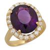 Image 1 : 14K Gold 7.20ct Amethyst 1.10ct Diamond Ring