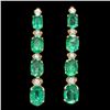 Image 1 : 14k Gold 6.5ct Emerald .35ct Diamond Earrings