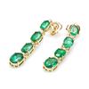 Image 2 : 14k Gold 6.5ct Emerald .35ct Diamond Earrings