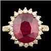 Image 1 : 14k Yellow Gold 6.00ct Ruby 0.85ct Diamond Ring