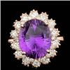 Image 1 : 14k Rose Gold 5.50ct Amethyst 1.50ct Diamond Ring