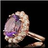 Image 2 : 14k Rose Gold 5.50ct Amethyst 1.50ct Diamond Ring