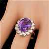 Image 4 : 14k Rose Gold 5.50ct Amethyst 1.50ct Diamond Ring