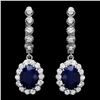 Image 1 : 14k Gold 5.00ct Sapphire 1.35ct Diamond Earrings
