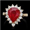 Image 1 : 14k Yellow Gold 5.00ct Ruby 0.85ct Diamond Ring