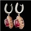 Image 2 : 14k Gold 12.50ct Ruby 3.00ct Diamond Earrings