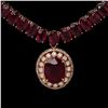 Image 2 : 14K Gold 115.72ct Ruby & 1.35ct Diamond Necklace