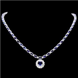 14k Gold 28ct Sapphire 3.35ct Diamond Necklace