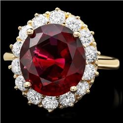 14k Gold 5ct Tourmaline 1.35ct Diamond Ring