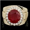 Image 1 : 14k Gold 8.00ct Ruby 0.70ct Diamond Mens Ring