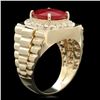 Image 2 : 14k Gold 8.00ct Ruby 0.70ct Diamond Mens Ring