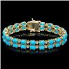 Image 1 : 14K Gold 16.43ct Turqoise 1.20ct Diamond Bracelet