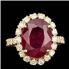 Image 1 : 14k Yellow Gold 9.00ct Ruby 1.50ct Diamond Ring
